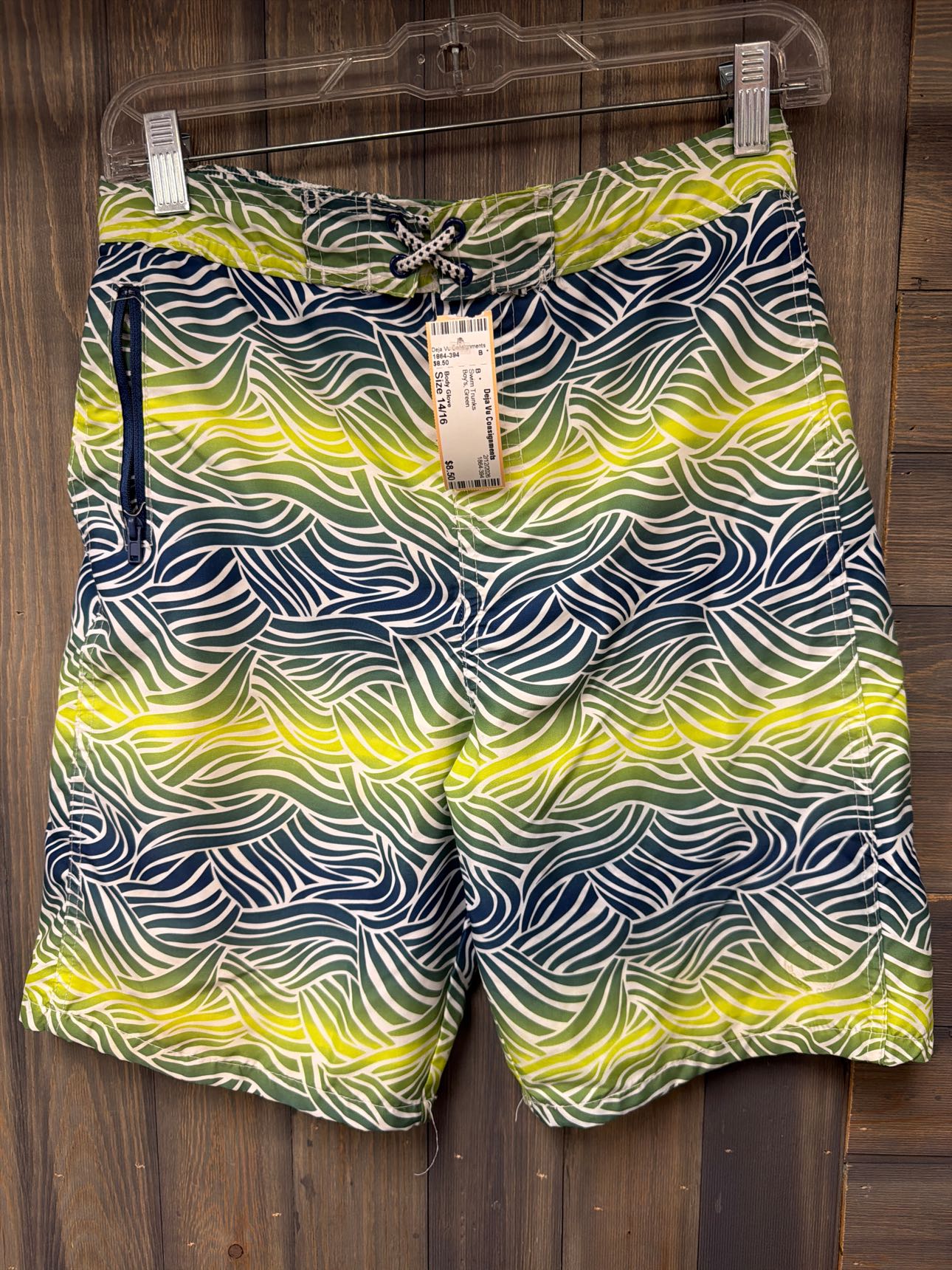 Boy's Size 14/16 Body Glove Green Swim Trunks