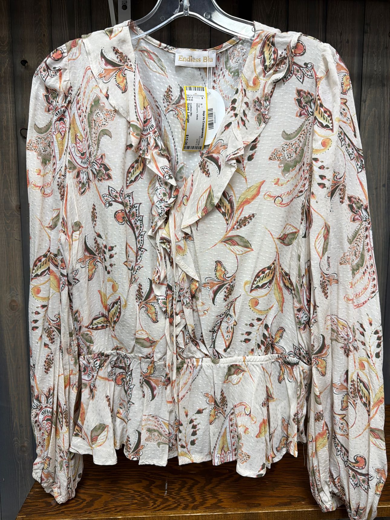 Women's Size Large Endless Blu White Top