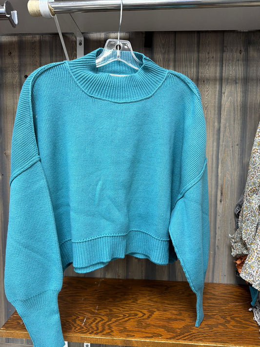 Women's Size L/XL Zenana Premium Teal Sweater