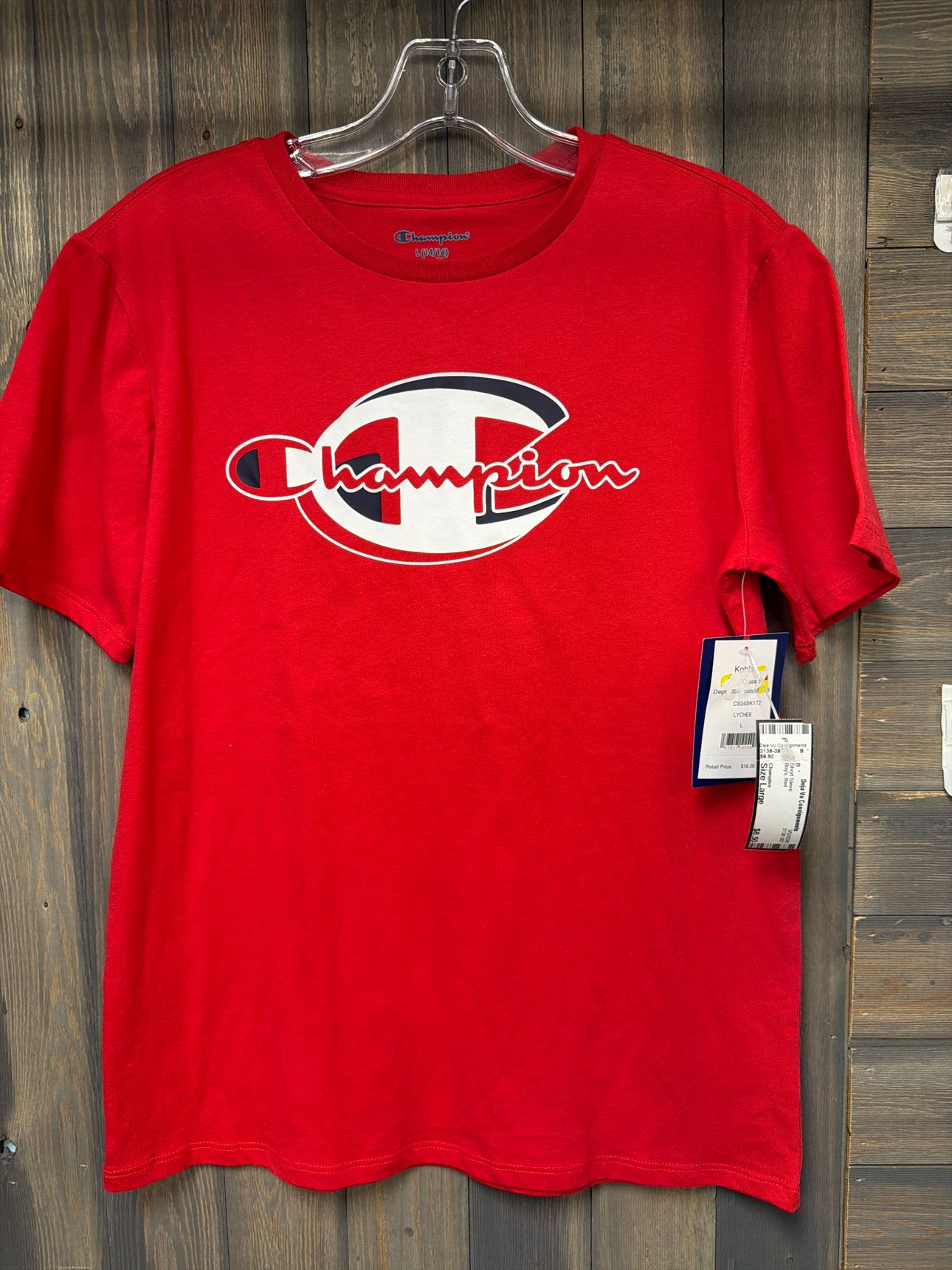 Boy's Size Large Champion Red Short Sleve
