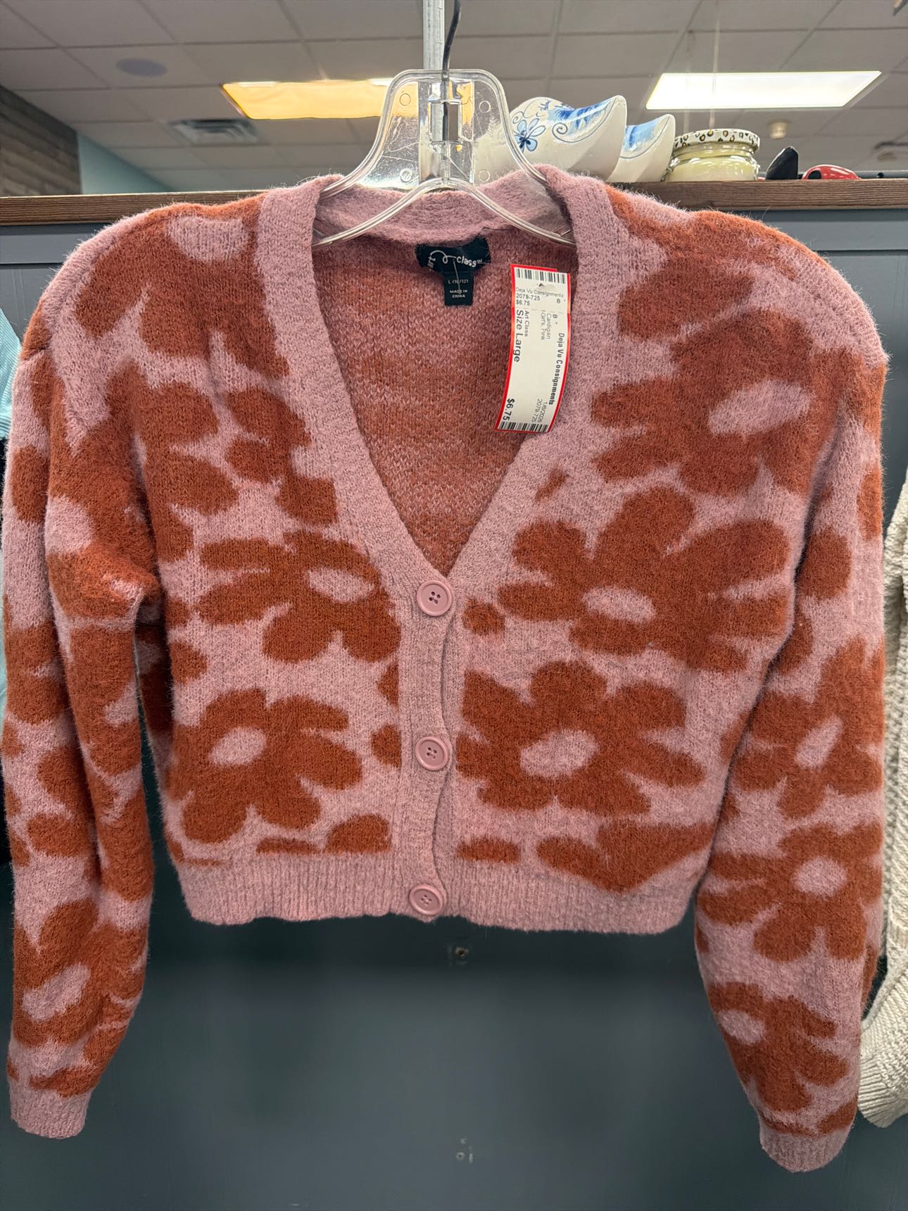 Girl's Size Large Art Class Pink Cardigan