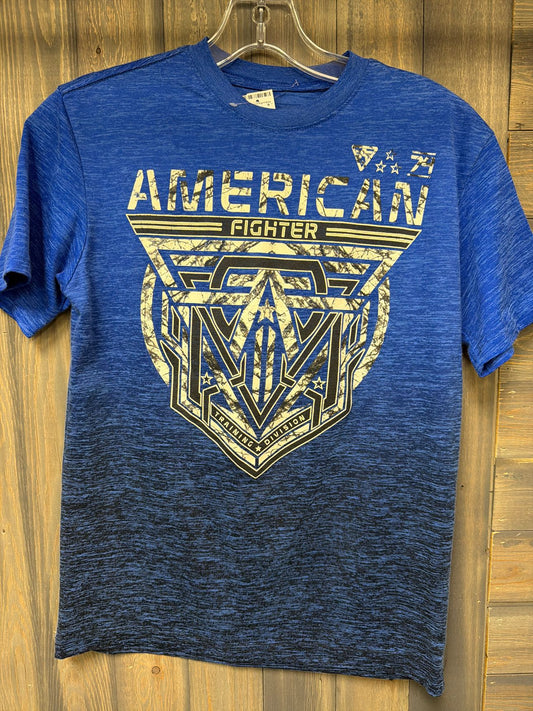 Boy's Size Medium American Fighter Blue Short Sleve