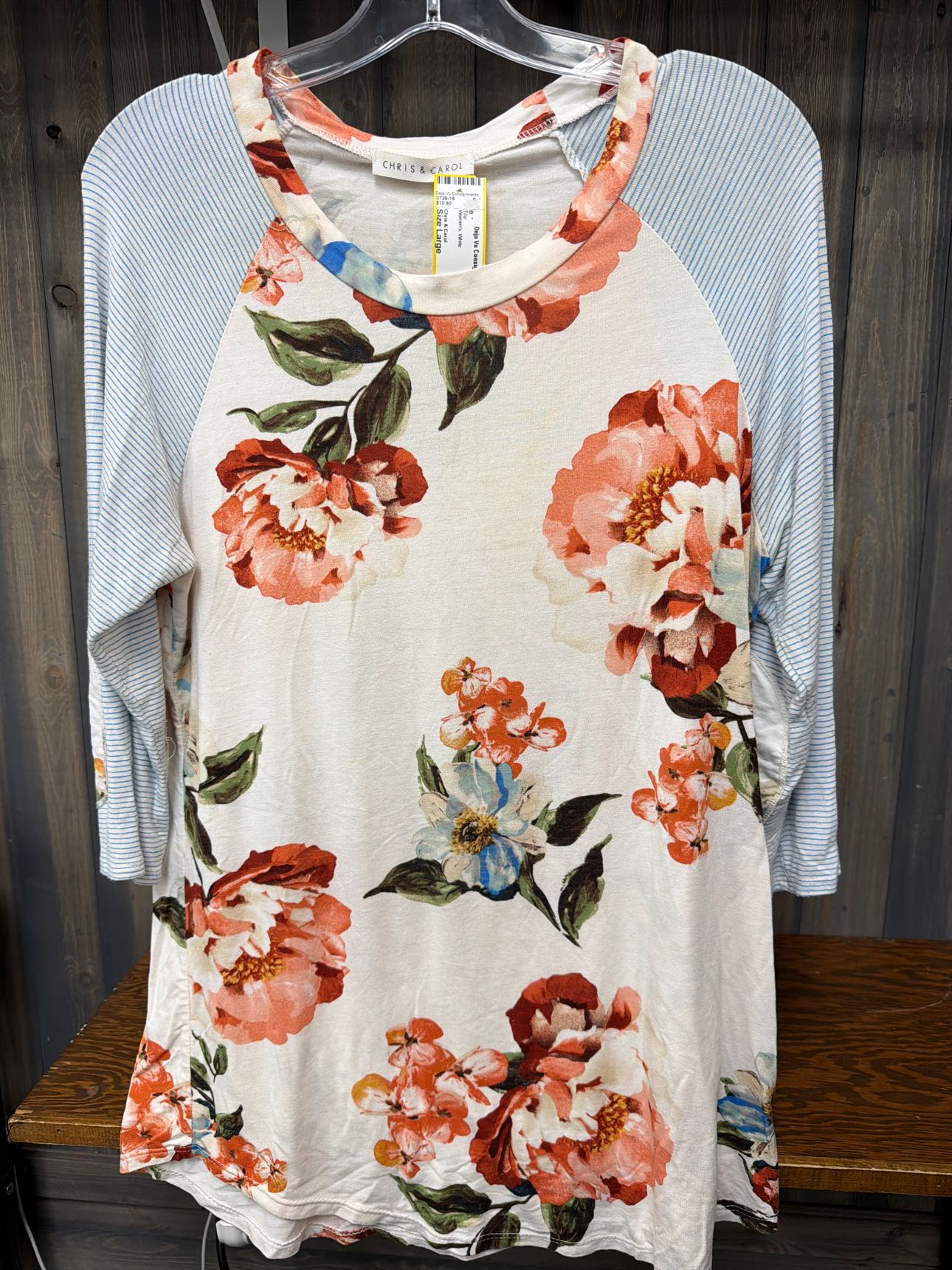 Women's Size Large Chris & Carol White Top