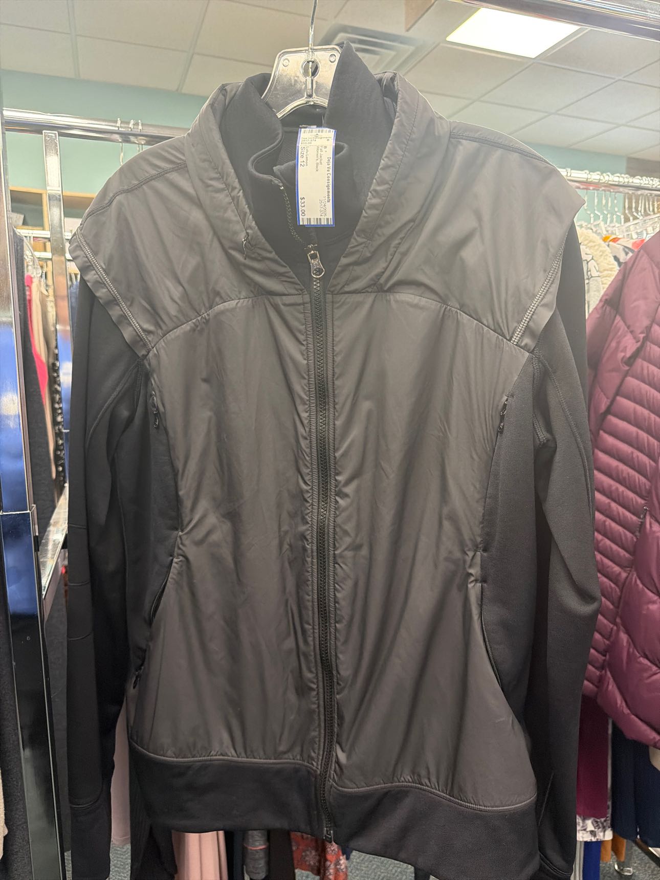 Women's Size 12 Lulu Lemon Black Fall Jacket