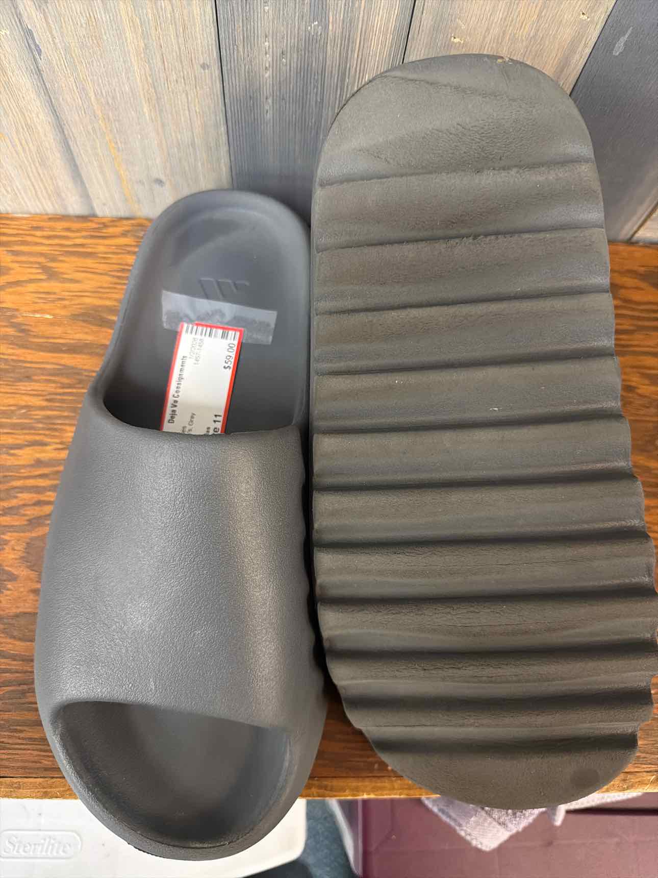 Men's Size 11 Adidas Gray Slides